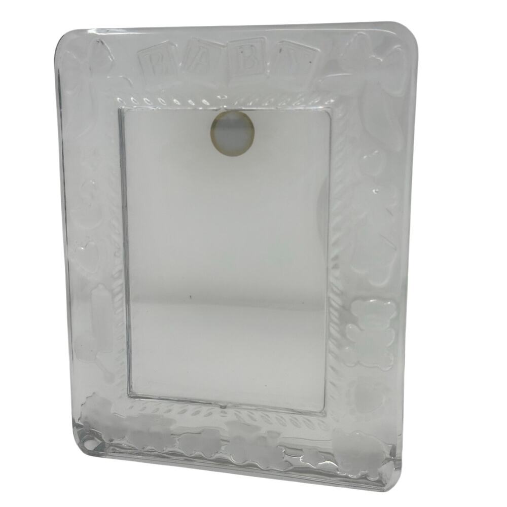Vintage 90s Princess House Lead Crystal Baby Frame 5x7 Clear Glass